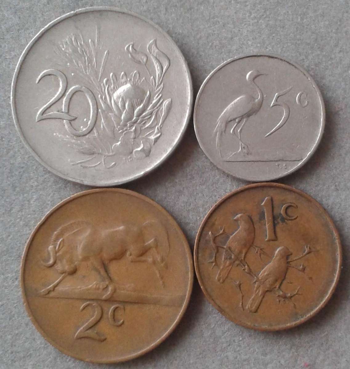 1967 English lot of 4 coins (20c-1c)