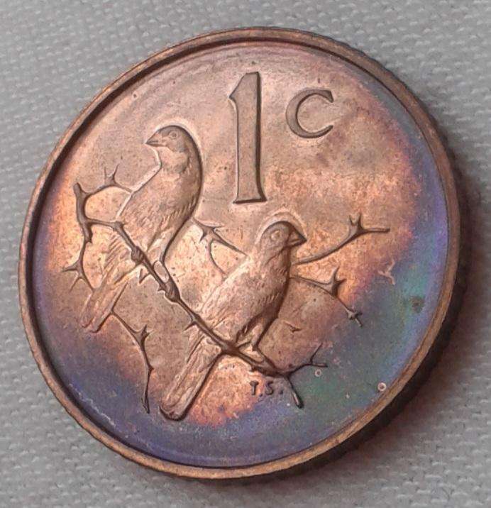 Encapsulated 1967 Afrikaans proof 1c (mintage: 25000)