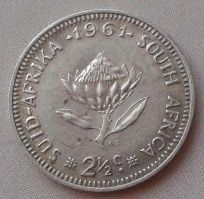 1961 Republic silver 2 1/2c coin.