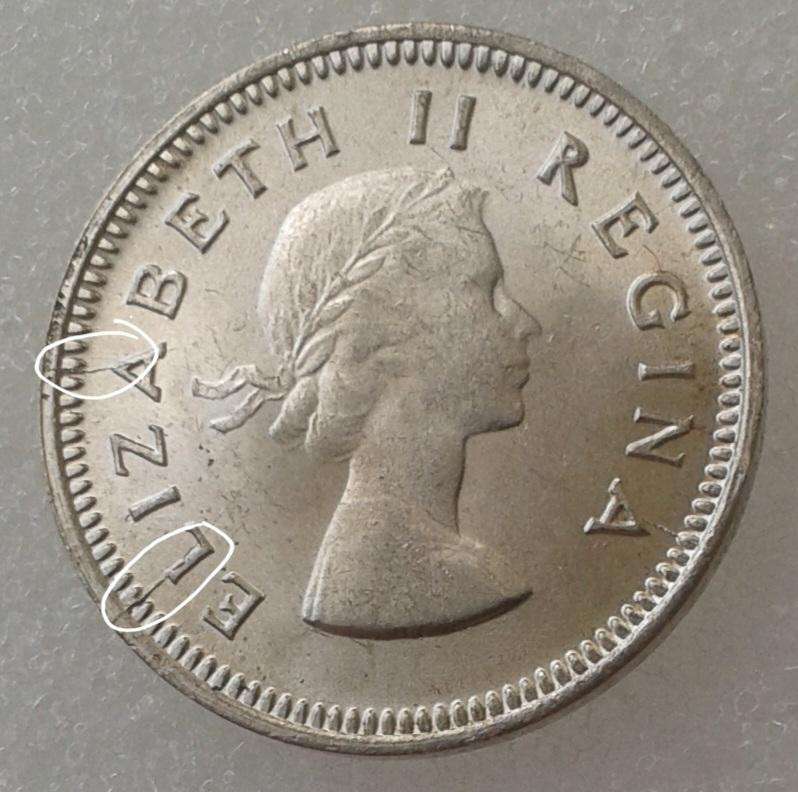 1959 Union silver tickey with obverse die cracks