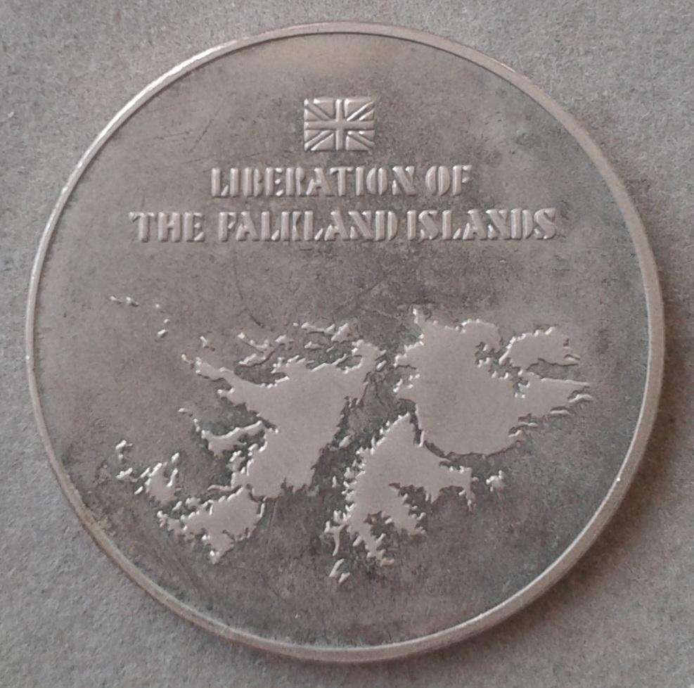 Falkland Islands crown sized set in wallet (Includes 3 coins and a proof medal)