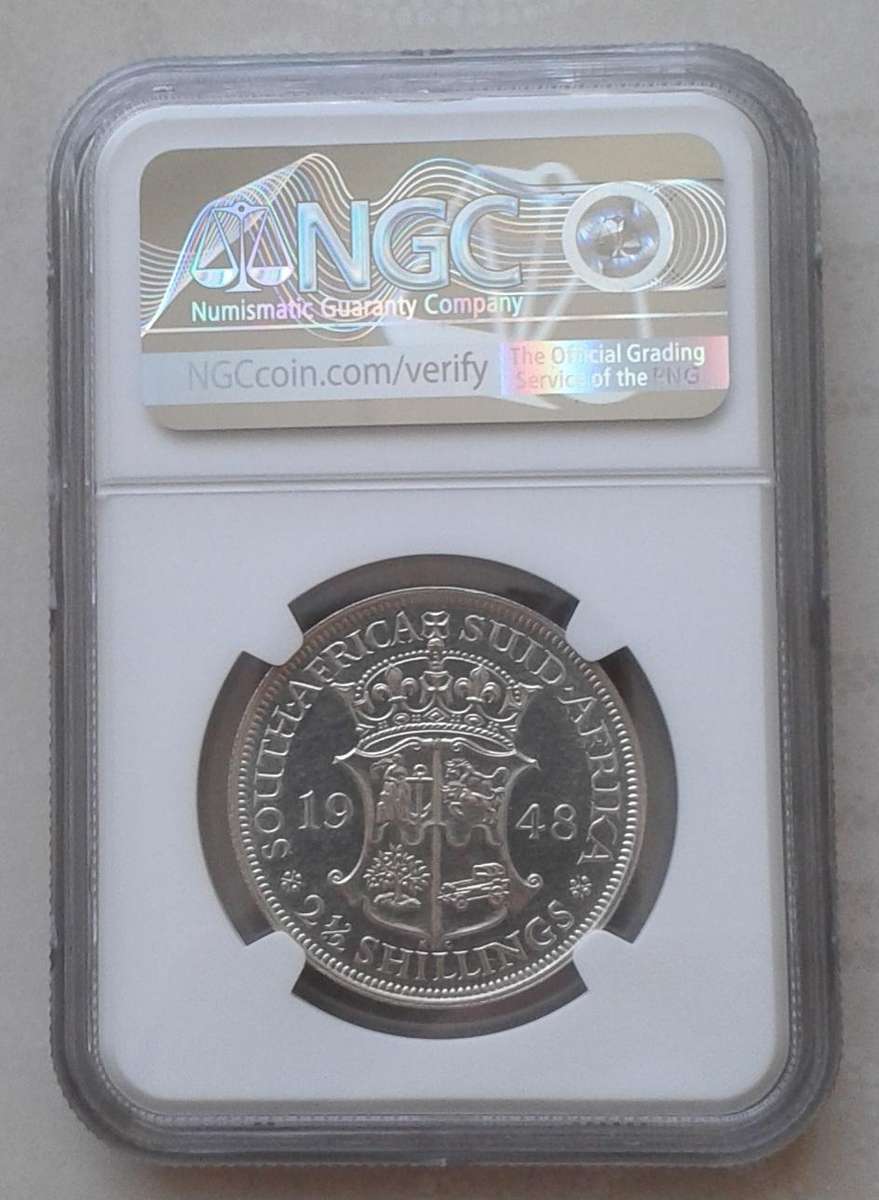 Scarcer 1948 union proof silver 2 1/2 Shillings NGC PF62 (mintage: 1120)