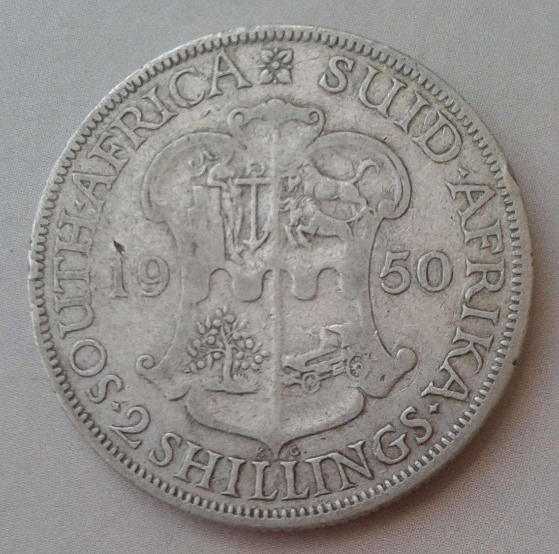 Rare 1950 union silver 2 Shillings (mintage: 4945)
