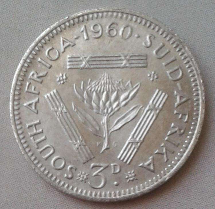 Scarcer 1960 union silver tickey (mintage: 18004).