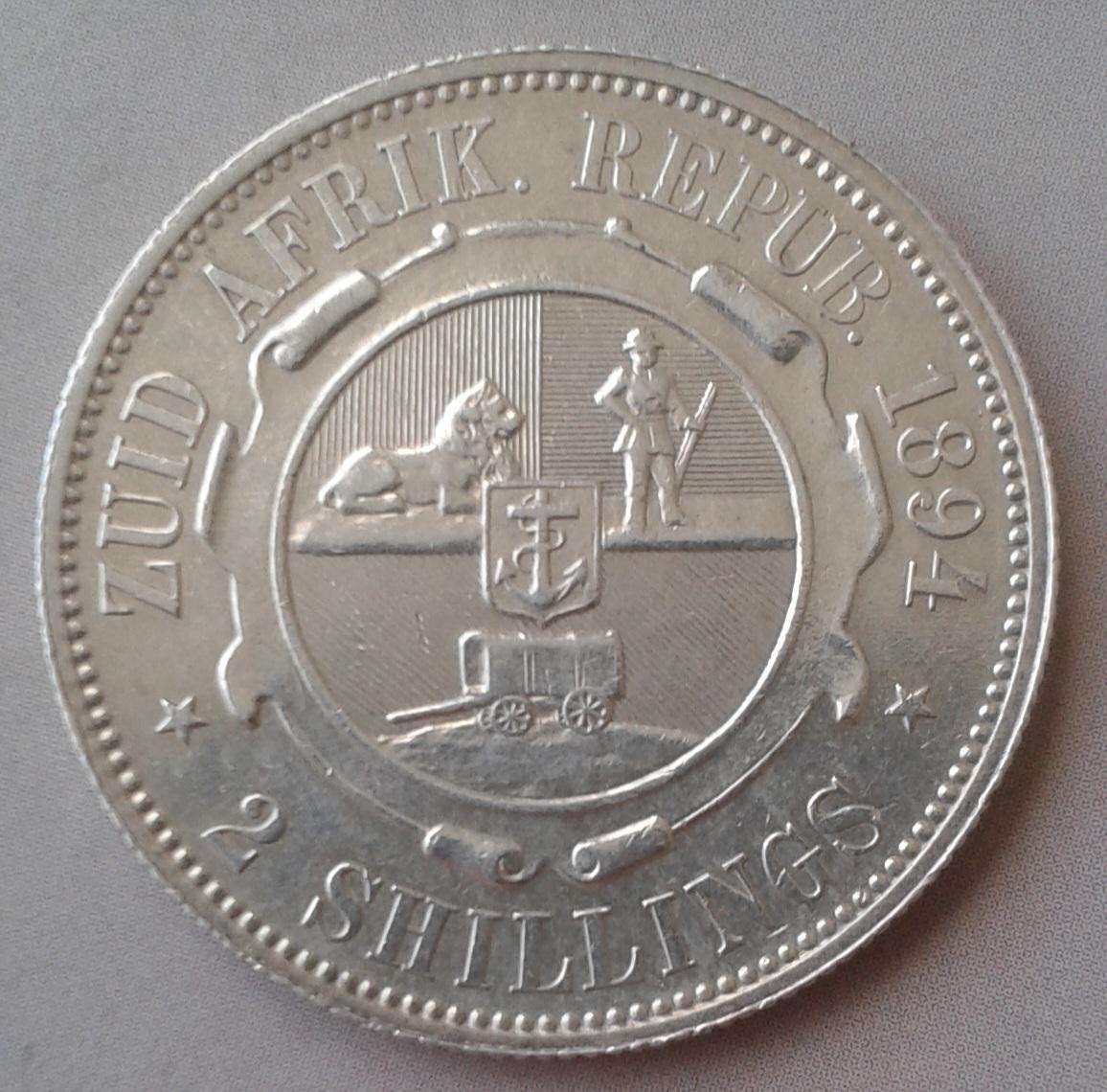 1894 ZAR Kruger silver 2 Shillings with XF+ Details