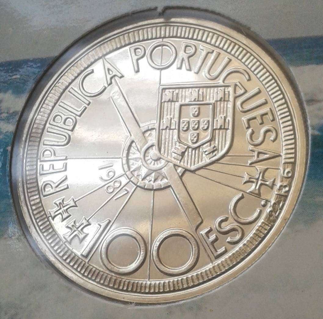 1987 Portugal brilliant uncirculated silver 100 Escudos - Diogo Cao