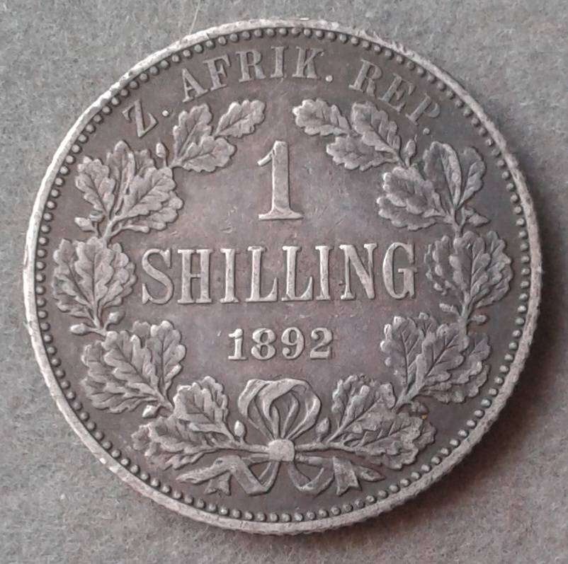 Nice 1892 ZAR Kruger silver shilling in VF