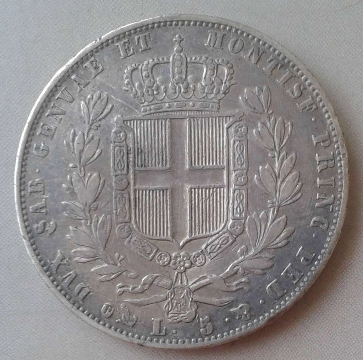 1849 Italian States- Piedmont-Sardinia silver 5 Lire
