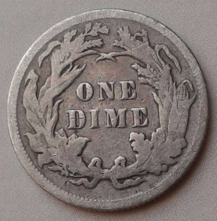 1891 USA silver Seated Liberty dime (last issue)
