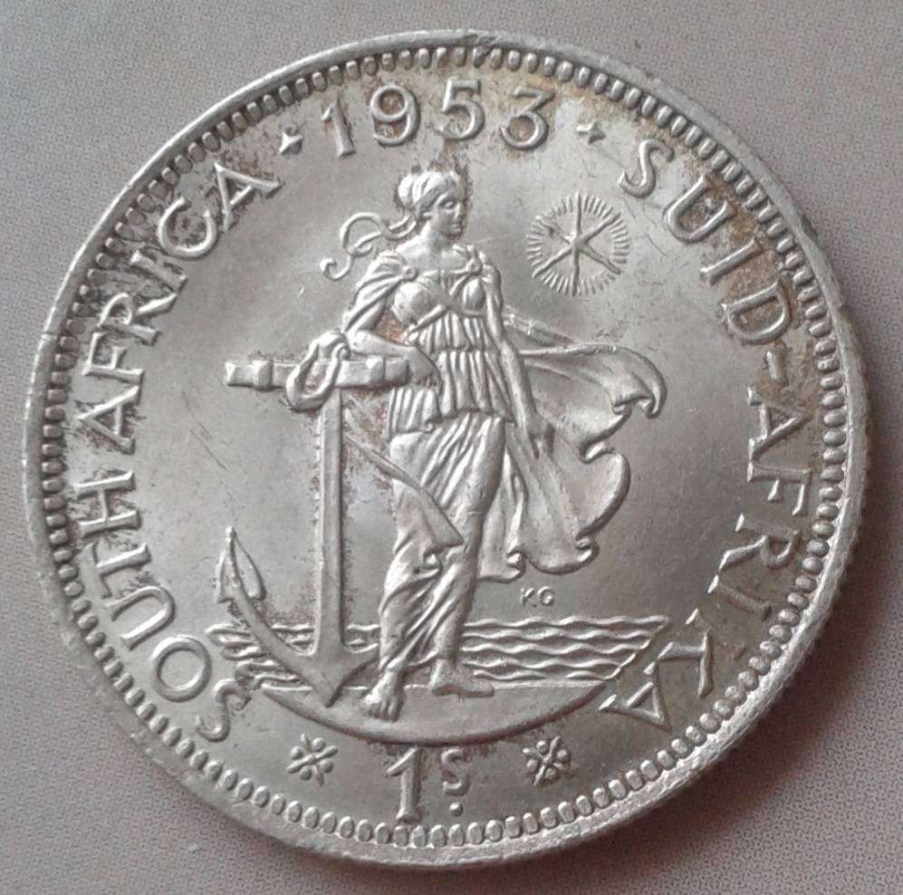 Nice 1953 union silver shilling coin