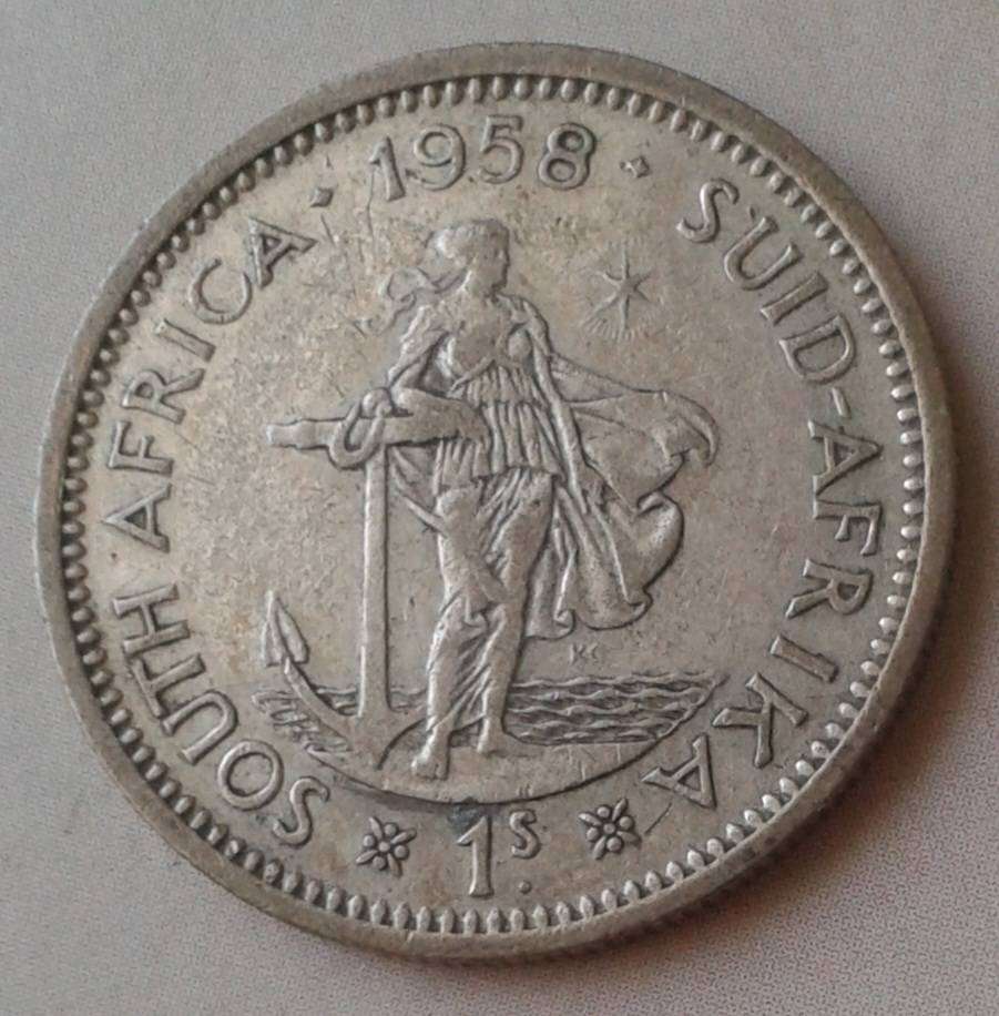 1958 Union silver shilling