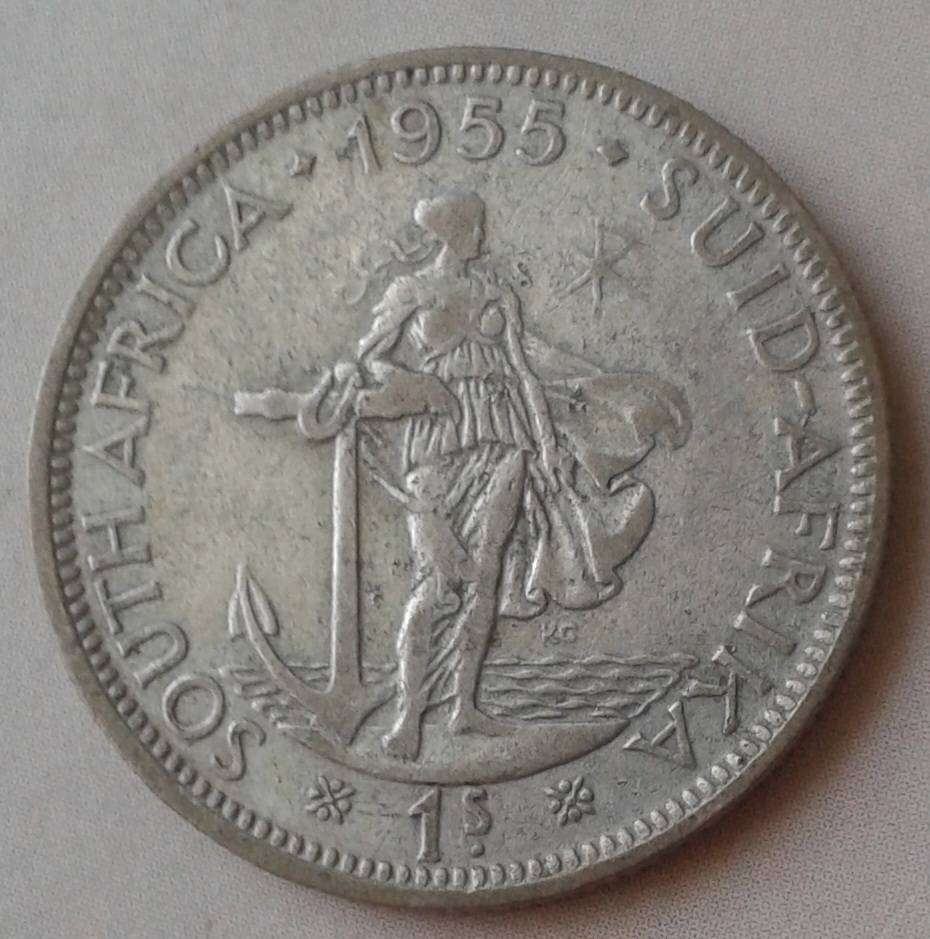 1955 Union silver shilling