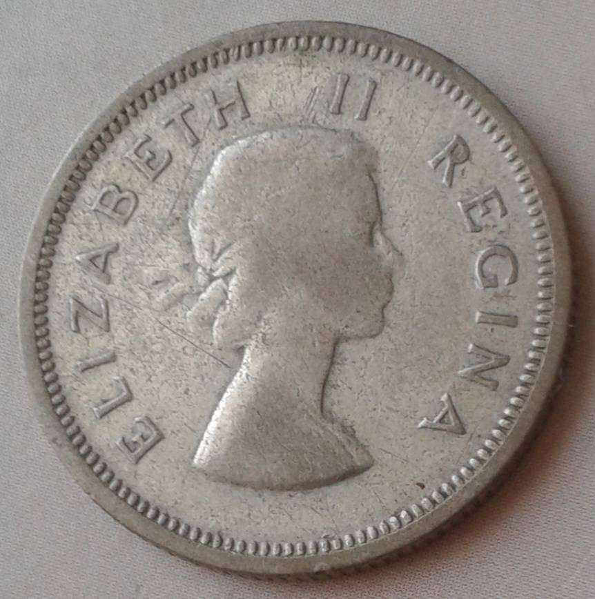1955 Union silver shilling