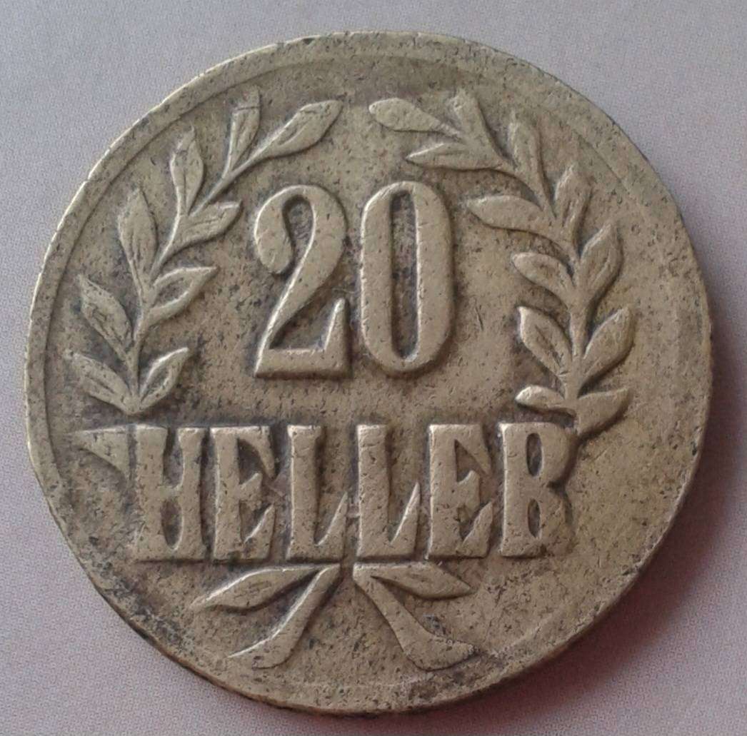 1916 German East Africa 20 Heller (Tabora emergency coinage)