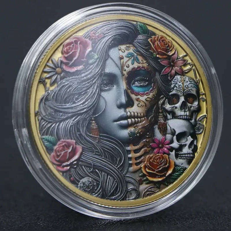 Rose/Skull eternal beauty inspirational novelty coin- (40mm)