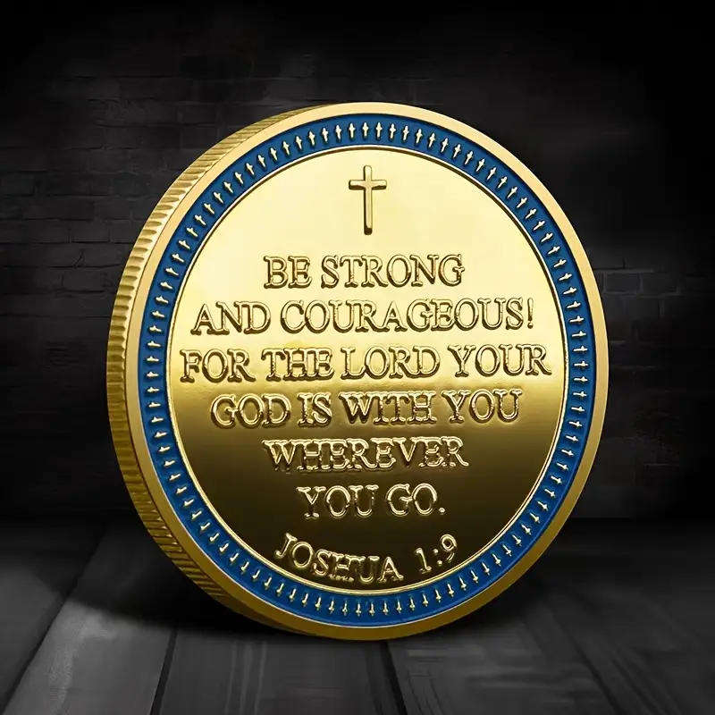 Lion of Judah commemorative novelty coin with cross and scripture design - (40mm)