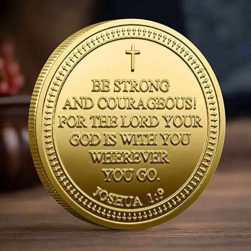 Knight lion theme guardian novelty coin with bible verse - (40mm)