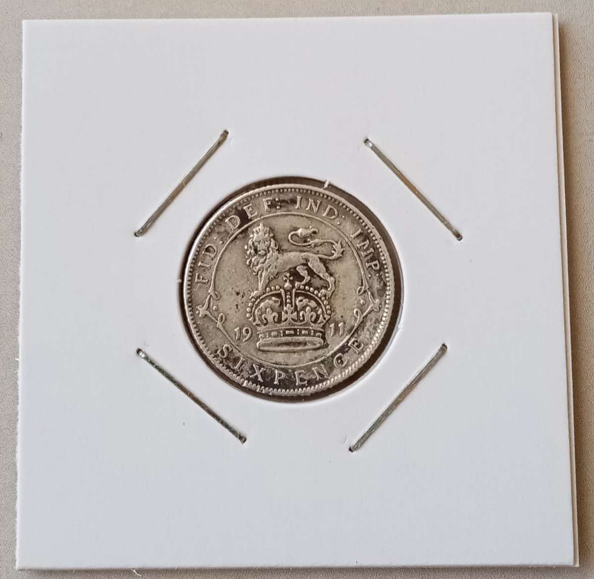 1911 British sterling silver sixpence