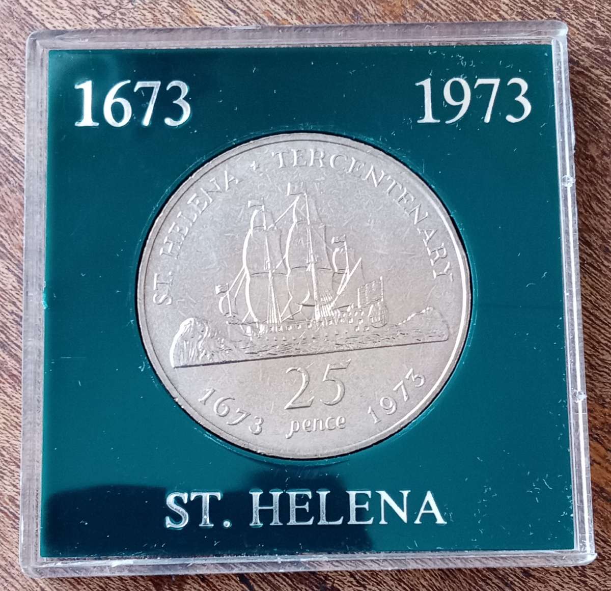 1973 St.Helena 25 Pence (crown) in case