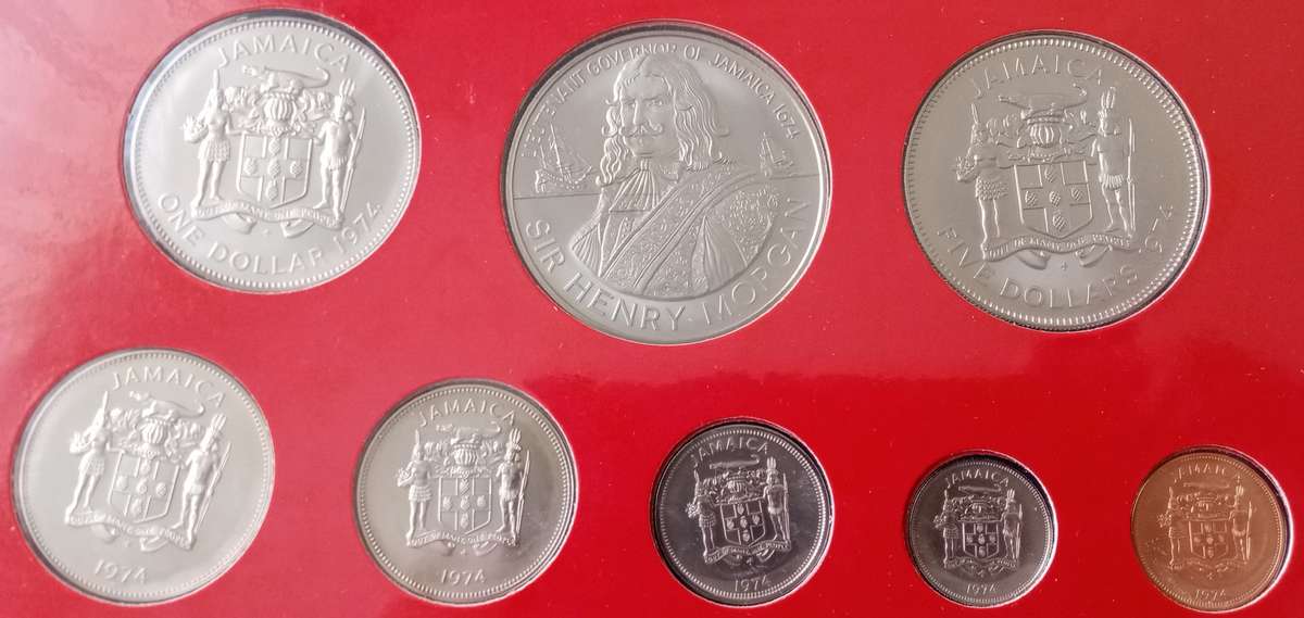 1974 Coins of Jamaica uncirculated 8 coin specimen set in folder