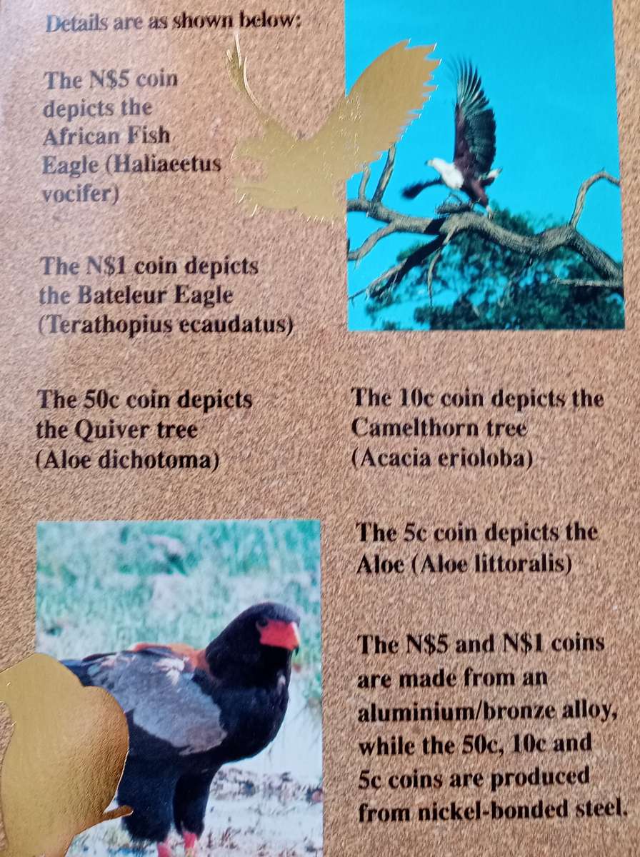 1993 Namibia first coinage uncirculated set in folder