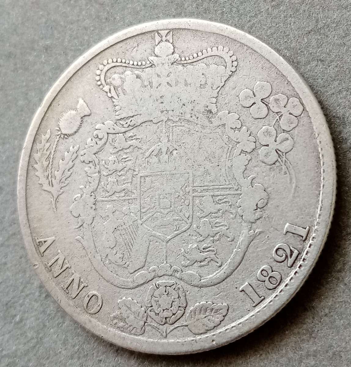 1821 British sterling silver half crown