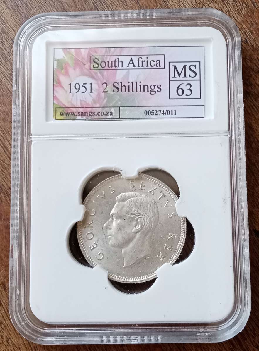1951 Union silver 2 Shillings SANGS MS63