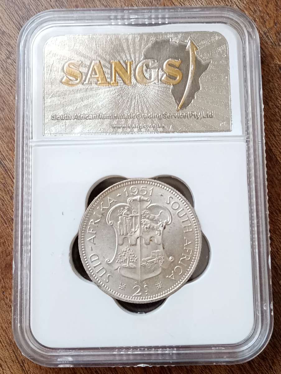 1951 Union silver 2 Shillings SANGS MS63
