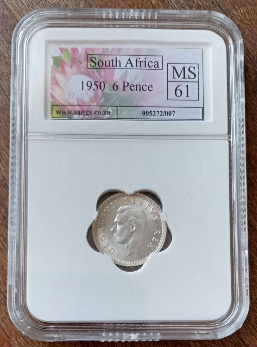1950 Union silver sixpence SANGS MS61