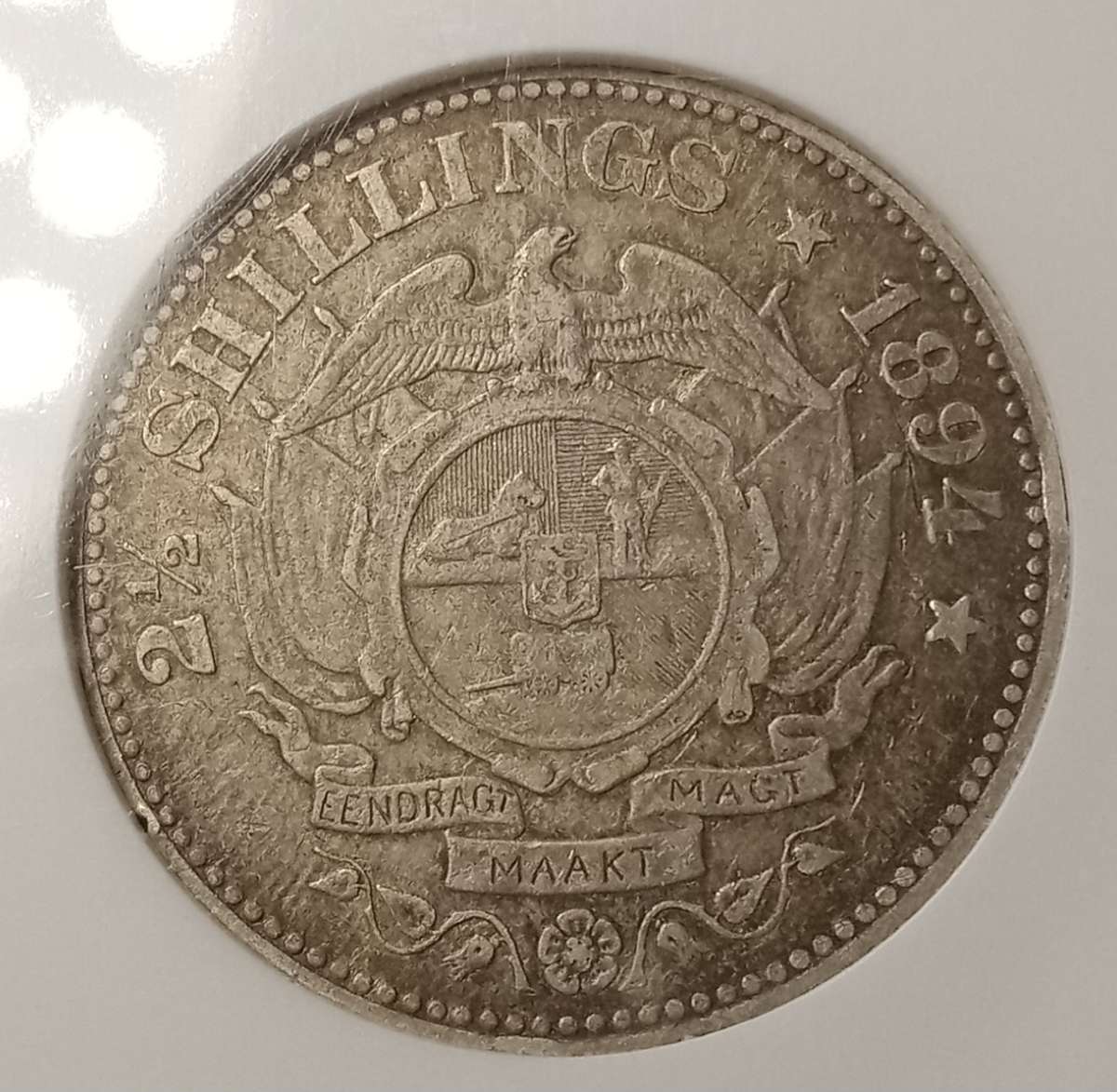 Nice 1894 ZAR Kruger silver 2 1/2 Shillings NGC XF40 (High cat value)