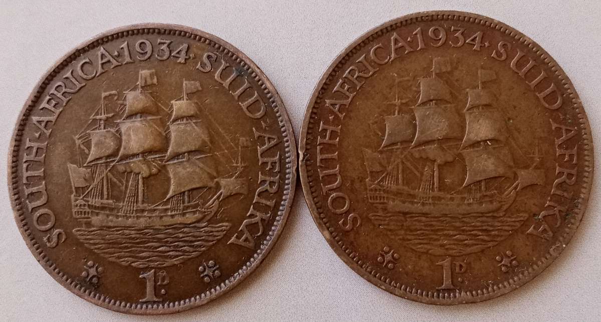 Set of x2 union 1934 pennies