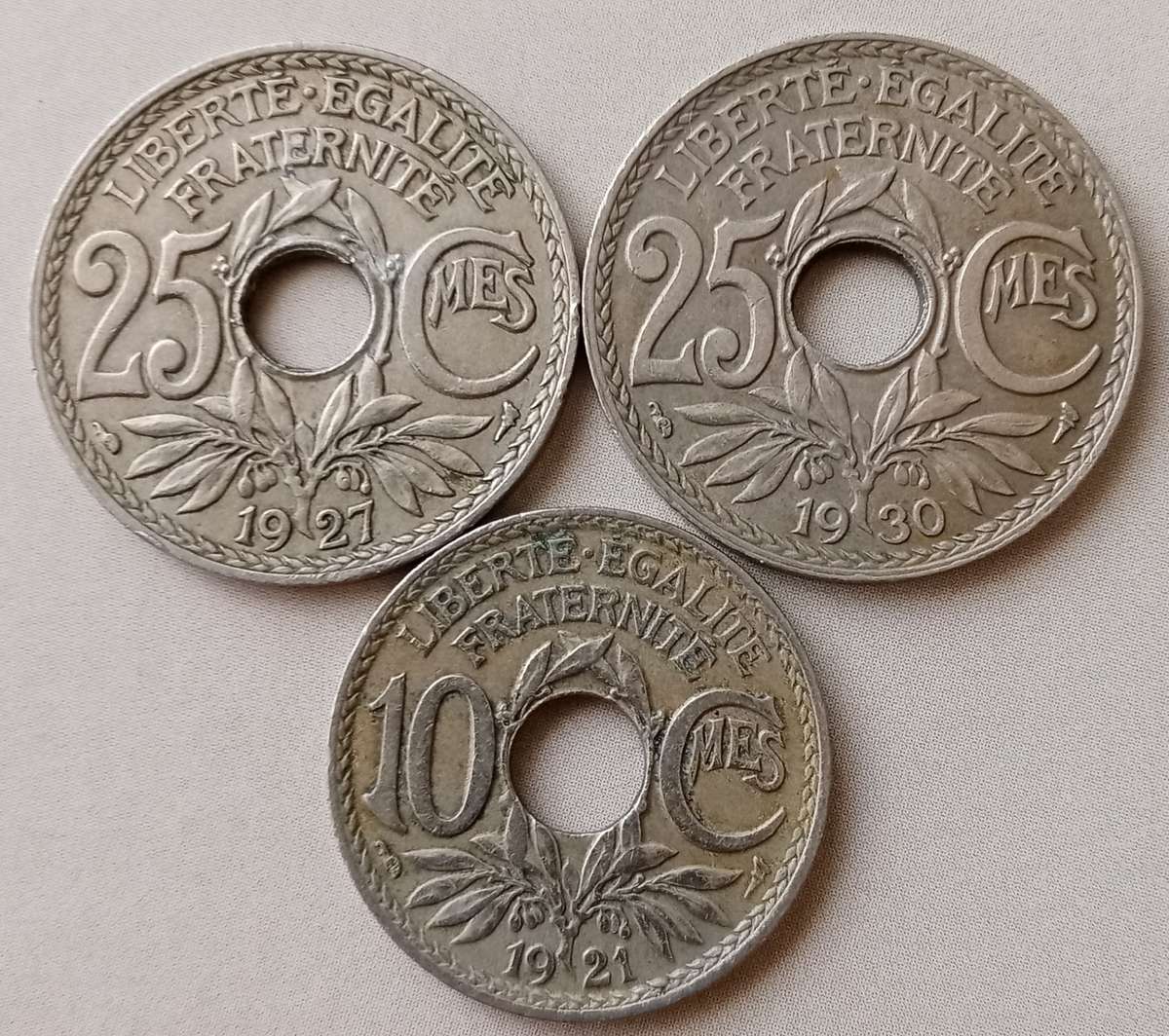 France 1927/1930 25 Centimes & 1921 10 Centimes