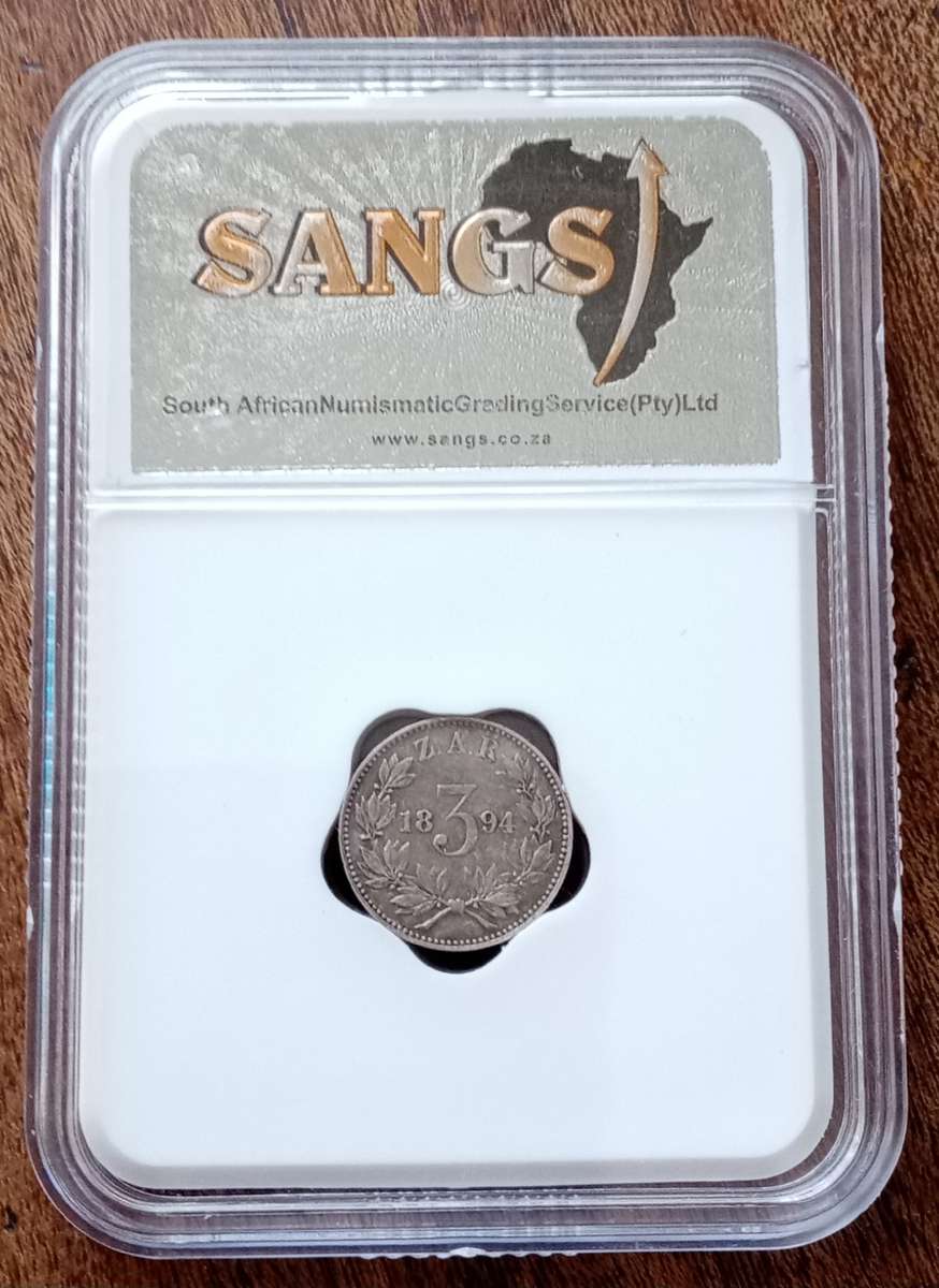 1894 ZAR Kruger silver tickey SANGS VF30
