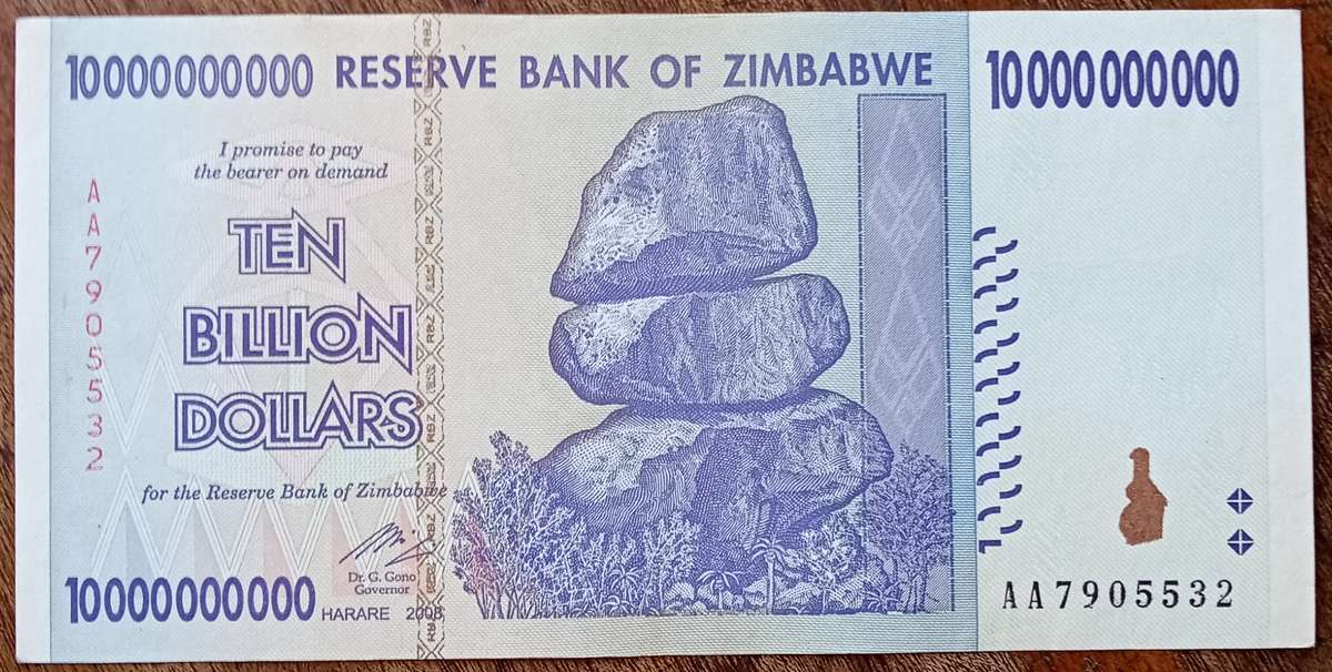 2008 Zimbabwe 10 billion dollars in AU+