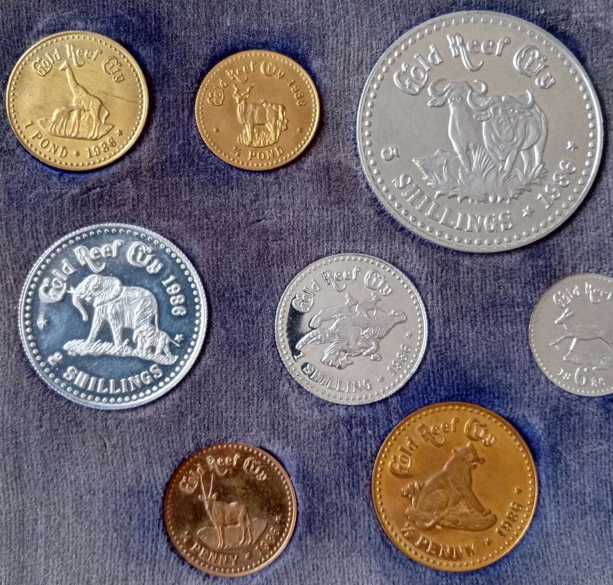 Scarcer 1986 GRC Mint ZAR Kruger proof token set in case (Animals)