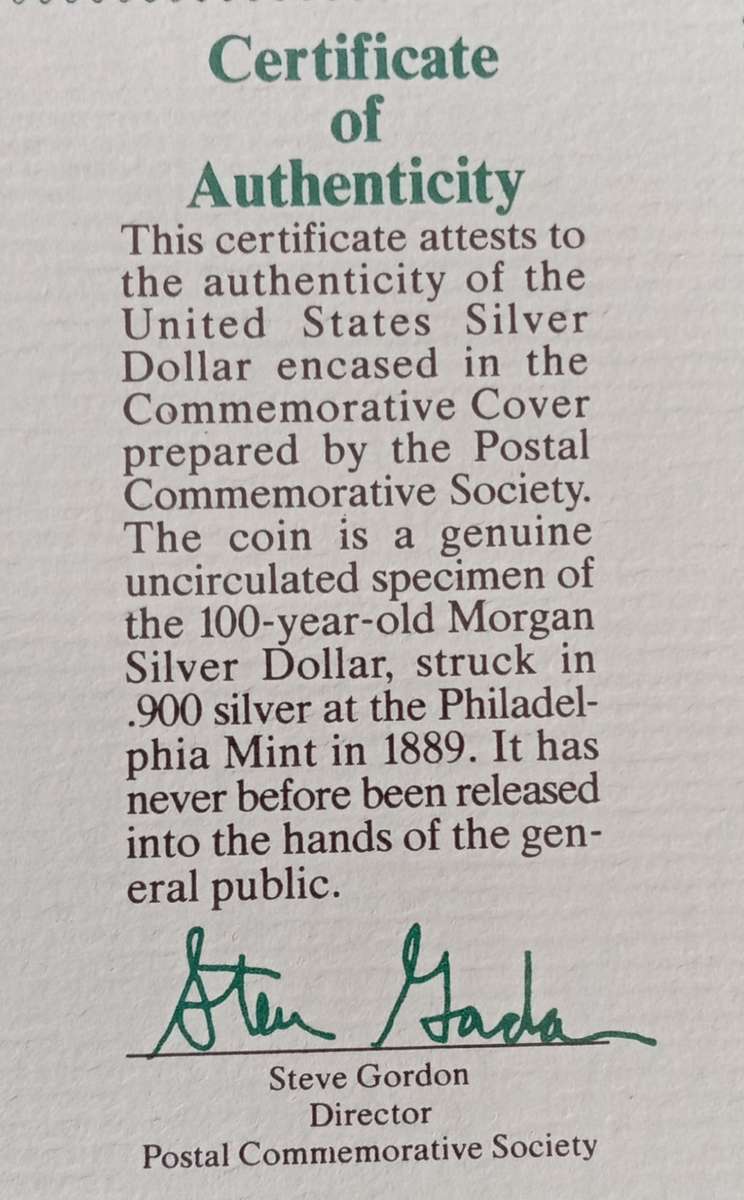 USA Morgan dollar centenary FDC incl.1889 P unc silver Morgan dollar