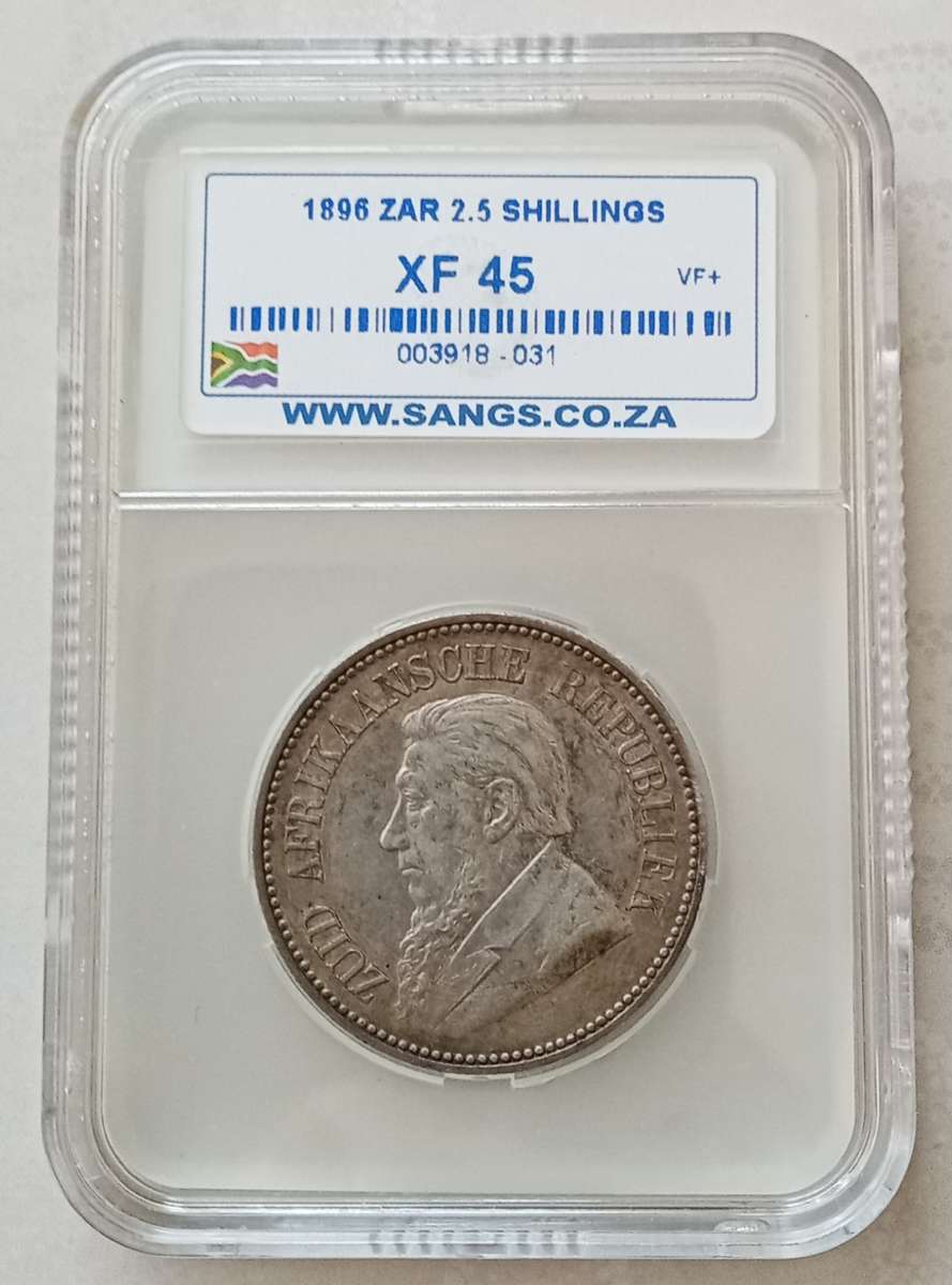 1896 ZAR Kruger silver 2 1/2 Shillings SANGS XF45.