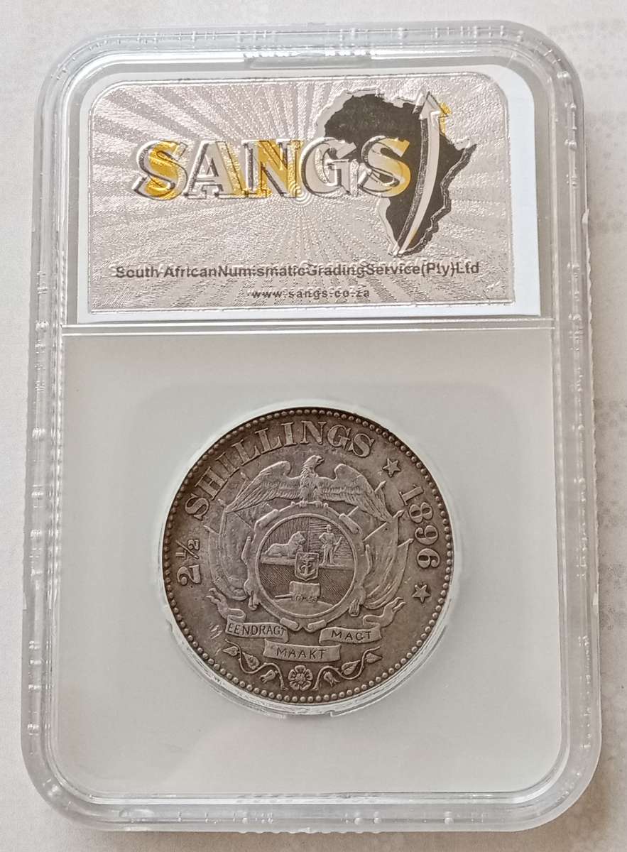 1896 ZAR Kruger silver 2 1/2 Shillings SANGS XF45.