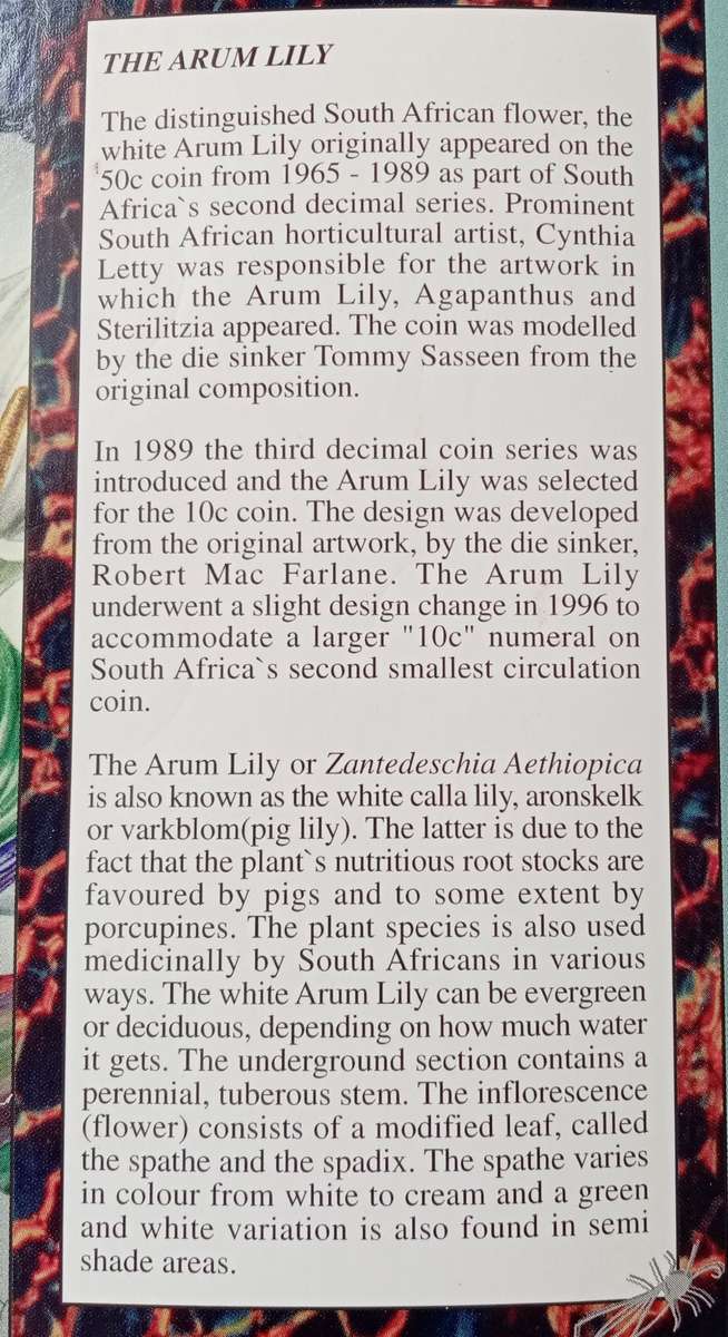 1997 Brilliant uncirculated Mint pack set (Arum Lily).