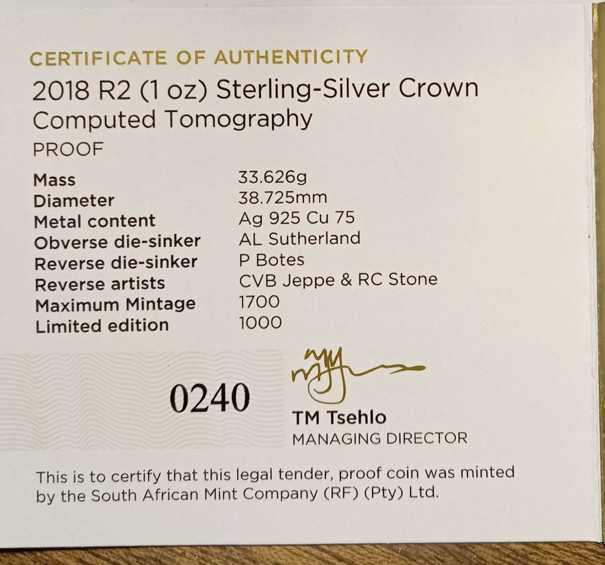 2018 Republic 1oz proof silver R2 in box incl.certificate  - Computed Tomography