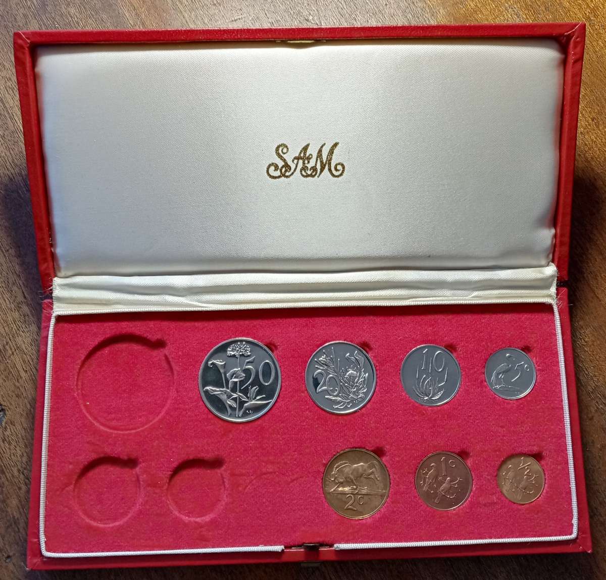 1974 Partial proof set in red box (50c-1/2c)
