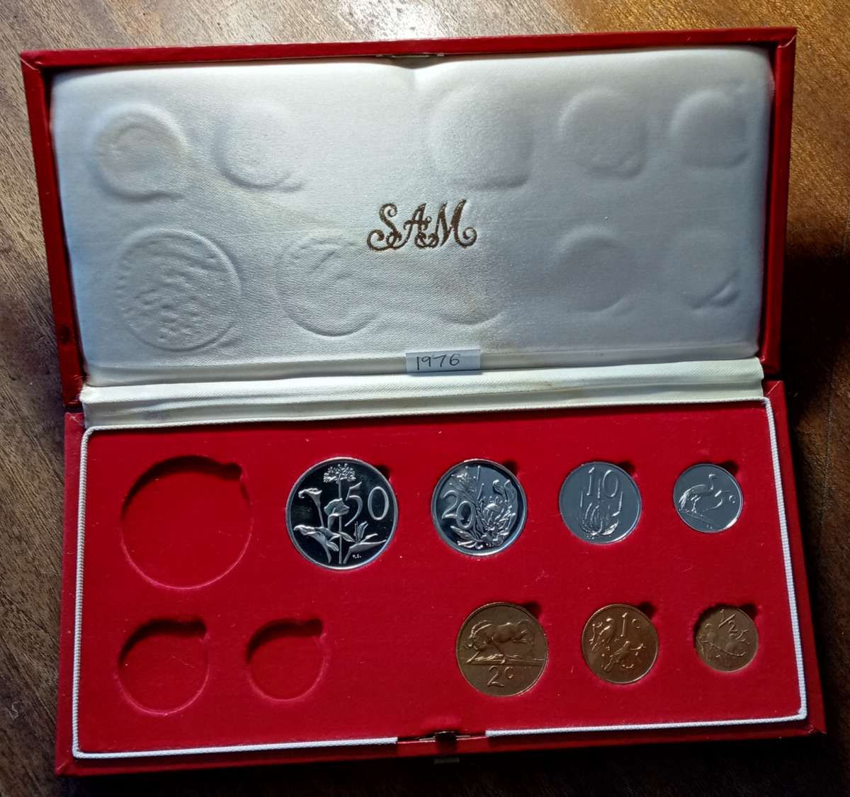 1976 Partial proof set in red box (50c-1/2c) `Pres.Fouche`