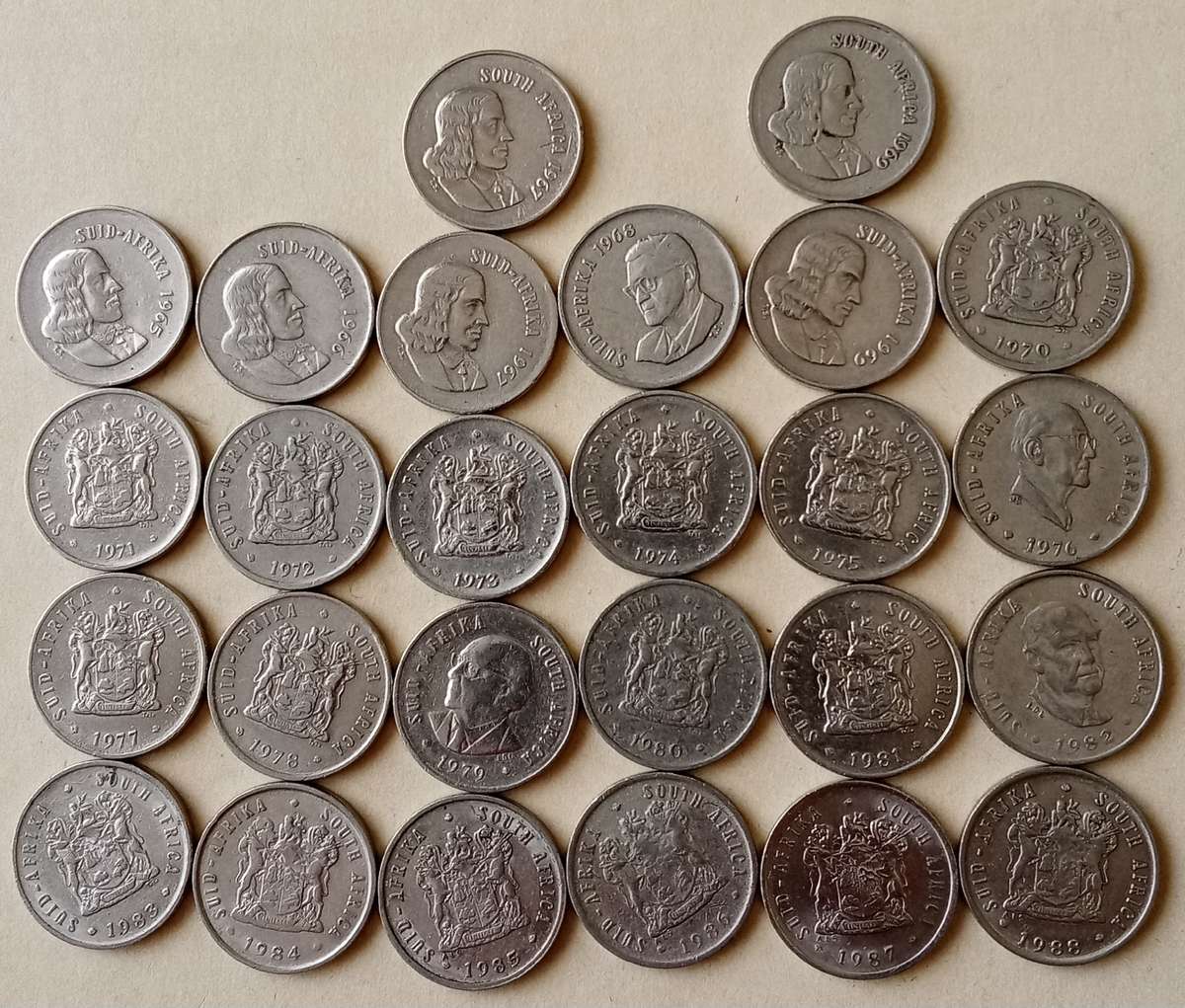 1965 - 1988 Nickel 5c set in sequence (26 coins)