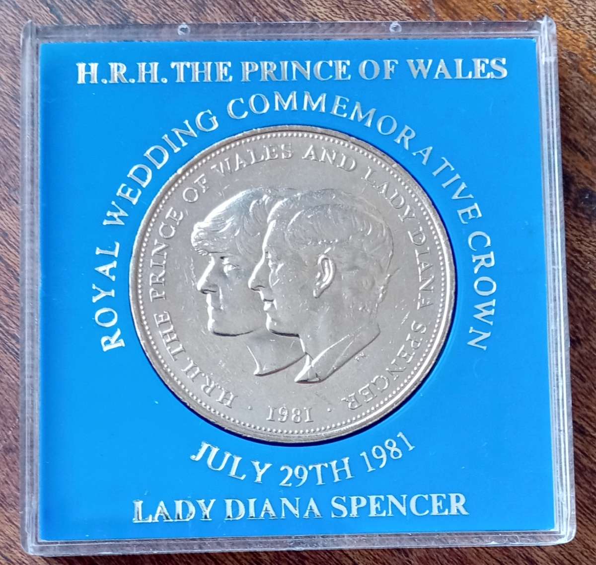 1981 British crown in perspex case (Charles/Diana royal wedding).