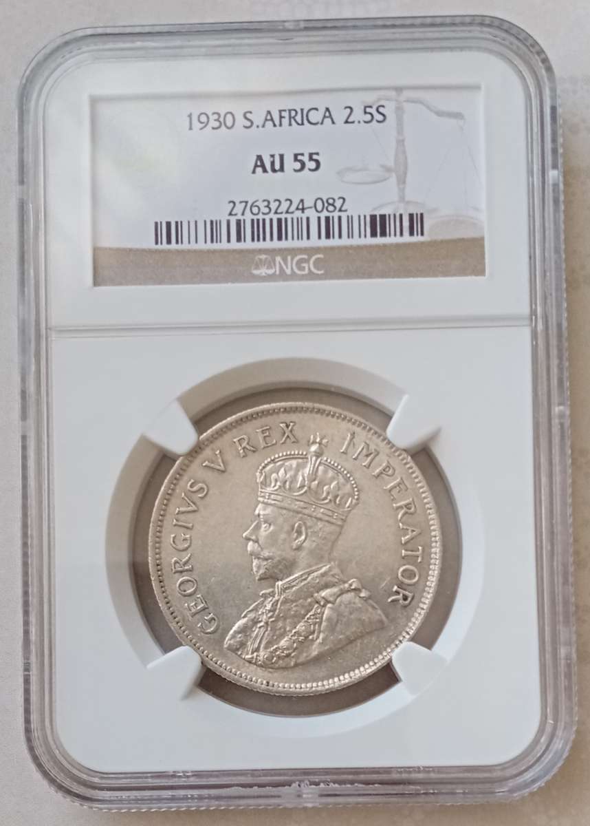Nice 1930 union silver 2 1/2 shillings NGC AU55 (High cat value)