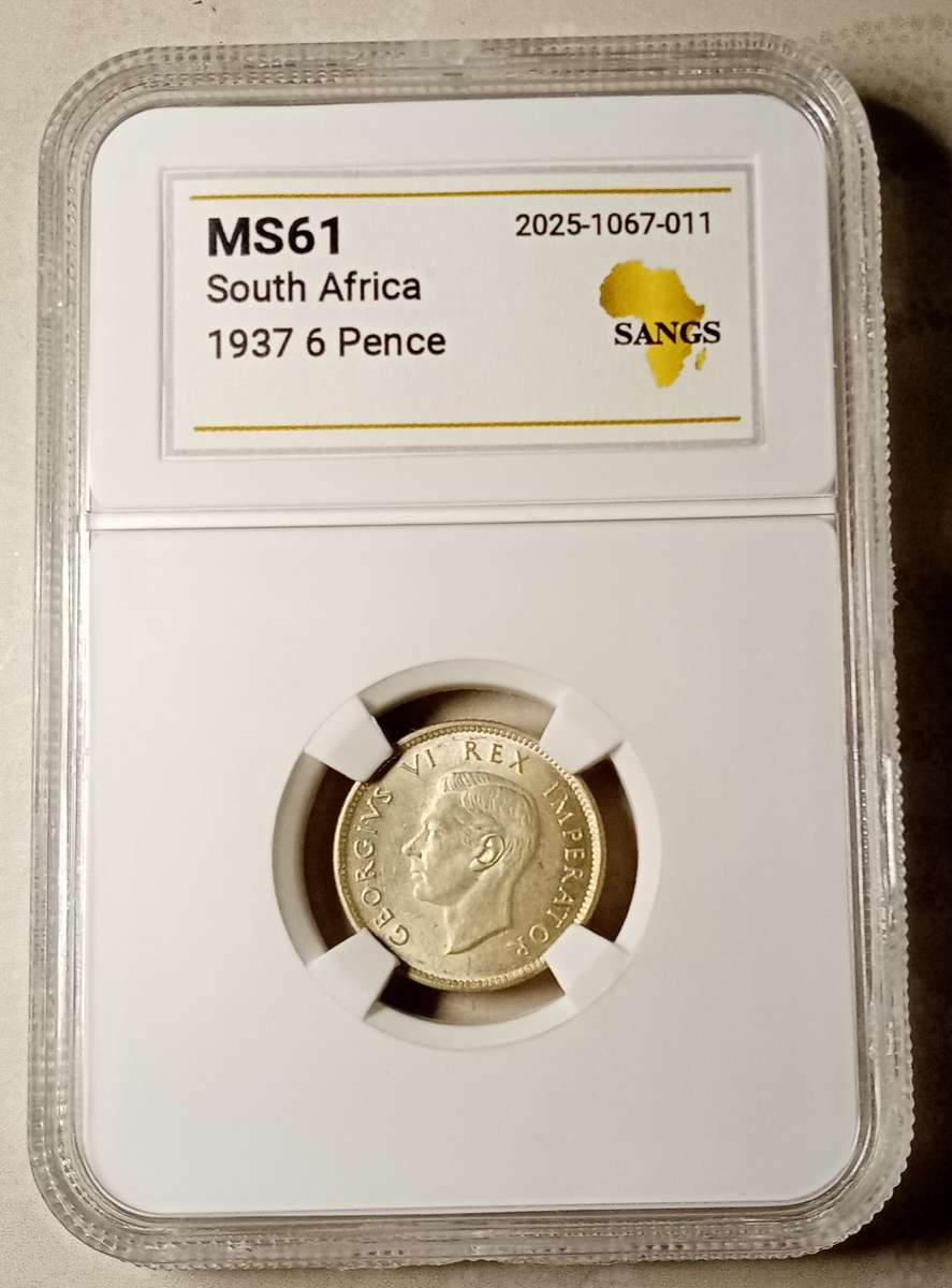 Nice 1937 union silver sixpence SANGS MS61