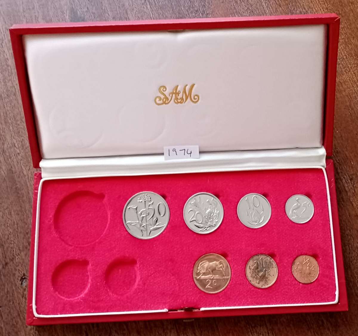 1974 Partial proof set in red box