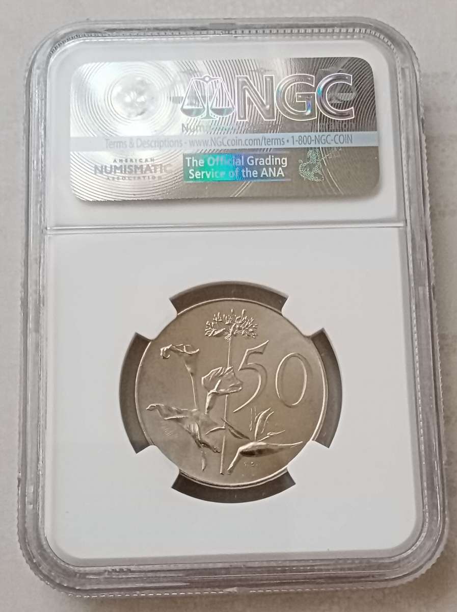 Scarcer 1965 Afrikaans 50c NGC MS65 (low mintage)