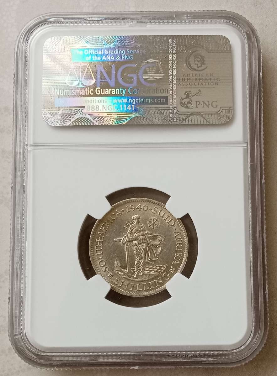1940 Union silver shilling NGC AU55