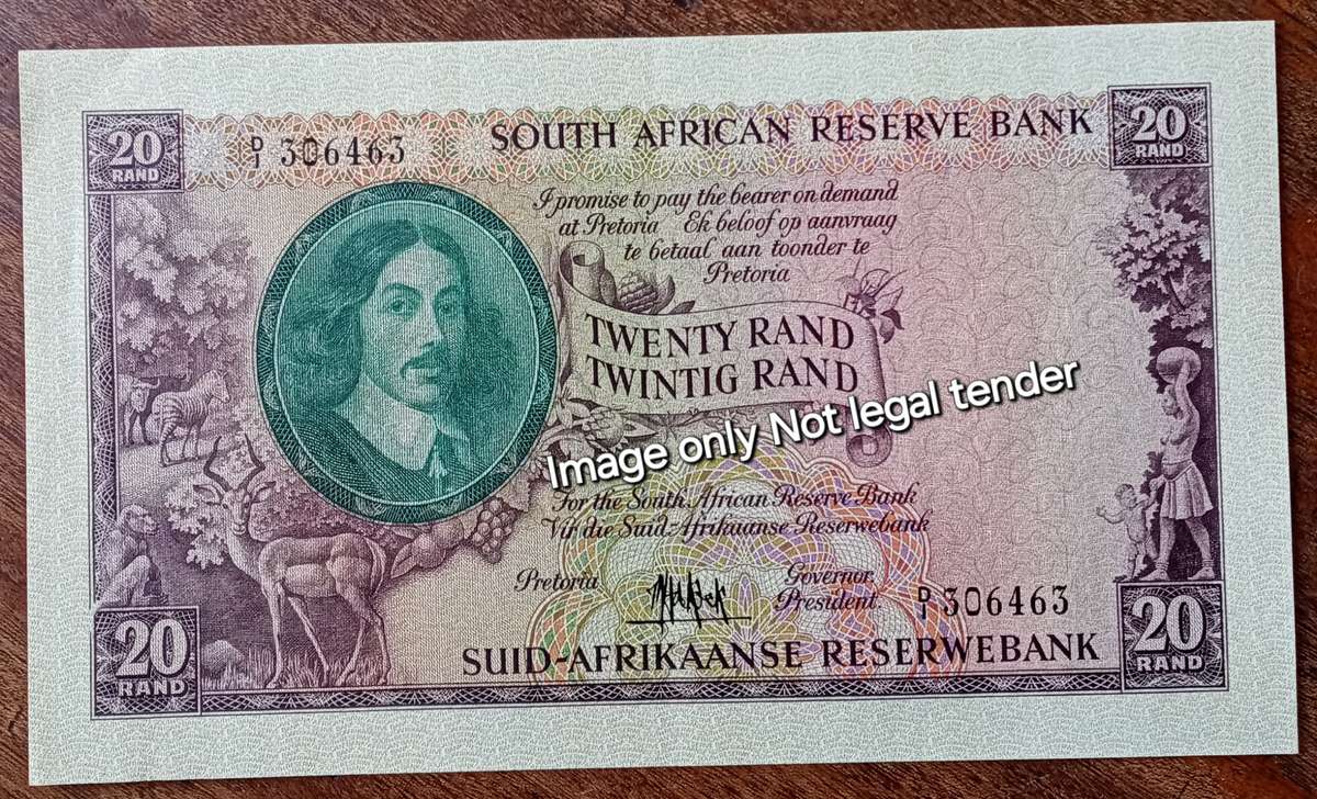 Nice 1961 M.H de Kock R20 note in crisp XF+